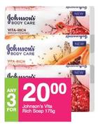 Johnson's Vita Rich Soap-For Any 3 x 175g