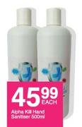 Alpha Kill Hand Sanitizer-500ml Each