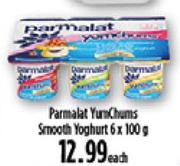 Parmalat Yum Chums Smooth Yoghurt-6 x 100g Each