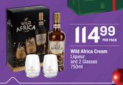 Wild Africa Cream Liqueur And 2 Glasses-750ml Per Pack