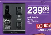 Jack Daniel's Whiskey And 2 Glasses-750ml Per Pack