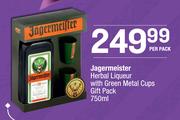 Jagermiester Herbal Liquer With Green Metal Cups Gift Pack-750ml Per Pack