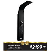 Shower Panel Matt Black-1.2 x0.2m