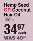 Afri Pure Hemp Seed Or Coconut Hair Oil-100ml Each