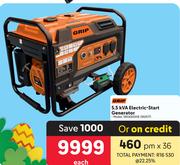 Grip 5.5kVA Electric-Start Generator 392577-Each
