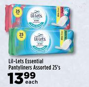 Lil-Lets Essential Pantyliners Assorted-25's Each