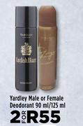 Yardley Male Or Female Deodorant-For 2 x 90ml/125ml