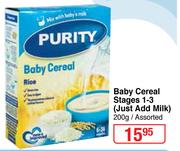 Purity Baby Cereal Stages 1-3 (Just Add Milk) Assorted-200g