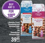 Lifestyle Food Unsweetened Almond Milk 1L Or Sweetened Almond Milk 1L-Each