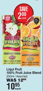 Liquid Fruit 100% Fruit Juice Blend Assorted-200ml Each