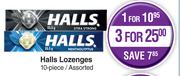 Halls Lozenges 10-Piece Assorted-For 1