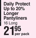 Kotex Daily Protect Up To 20% Longer Pantyliners (Long)-16 Per Pack