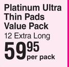 Always Platinum Ultra Thin Pads Value Pack (Extra Long)-12 Per Pack