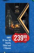 KWV 10 Year Old Brandy-750ml 2 Glasses-Per Pack