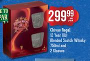 Chivas Regal 12 Year Old Blended Scotch Whisky-750ml & 2 Glasses-Per Pack