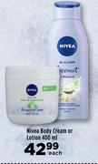 Nivea Body Cream Or Lotion-400ml Each