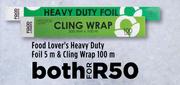 Food Lover's Heavy Duty Foil 5m & Cling Wrap 100m-Both For