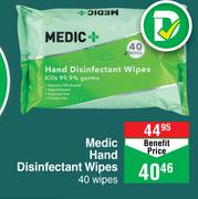 Medic Hand Disinfectant Wipes-40 Wipes