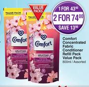 Comfort Concentrated Fabric Conditioner Refill Pack Value Pack Assorted-For 2 x 800ml