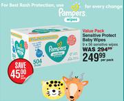 Pampers Sensitive Protect Baby Wipes Value Pack-9x56 Sensitive Wipes Per Pack