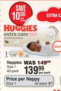 Huggies Extra Care Nappies (Size 1) 42 Pack-Per Pack