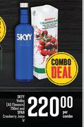 Skyy Vodka (All Flavours) 750ml And Spar Cranberry Juice 1Ltr-Per Combo