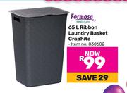 Formosa Ribbon Laundry Basket Graphite-65ltr