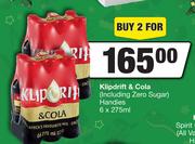 Klipdrift & Cola (Including Zero Sugar)-For 2 x 6 x 275ml