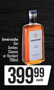 Inverroche Gin Amber, Classic Or Verdant-750ml Each