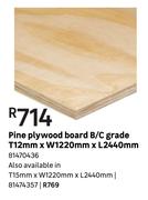 Pine Plywood Board (B/C Grade) T 15 mm x W 1220 mm x L 2440 mm