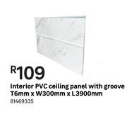 Interior PVC Ceiling Panel With Groove T 6 mm x W 300 mm x L 3900 mm