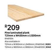 Pine Laminated Plank T 21 mm x W 455 mm x L 1200 mm