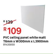 PVC Ceiling Panel With White Matt T 6 mm x W 300 mm x L 3900 mm