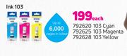 Epson Black Ink 103 Cyan, Magenta, Yellow-Each