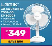 Logik 30cm Desk Fan TS07-30 LT-30D01