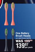 Philips One Battery Brush Heads-Per Pack