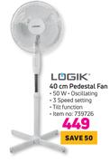 Logik 40cm Pedestal Fan