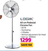 Logik 40cm Pedestal Chrome Fan