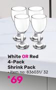 White Or Red 4-Pack Shrink Pack