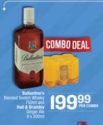 Ballantine's Blended Scotch Whisky 750ml & Hall & Bramley Ginger Ale-6 x 200ml Per Combo