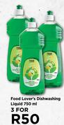 Food Lover's Dishwashing Liquid-For 3 x 750ml