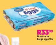 Great Value Large Eggs-18s