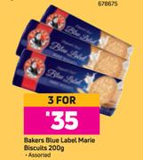 Bakers Blue Label Marie Biscuits Assorted-For 3 x 200g