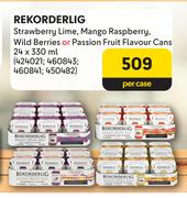 Rekorderlig Strawberry Lime,Mango Raspberry,Wild Berries Or Passion Fruit Flavour Cans-24 x 330ml
