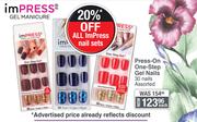 Impress Press On One Step Gel Nails 30 Nails Assorted-Each