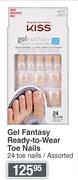 Kiss Gel Fantasy Ready To Wear Toe Nails 24 Toe Nails Assorted