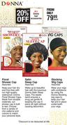 Donna Floral Shower Cap , Satin Sleep Cap Or  Stocking Wig Caps Assorted-Each