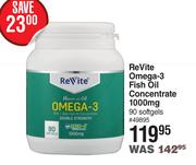 ReVite Omega-3 Fish Oil Concentrate 1000mg-90 Softgels
