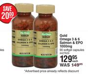 Gold Omega 3 & 6 Salmon & EPO 1000mg-90 Softgel Capsules Each