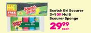 Scotch BriScourer 3+1 Or Multi Scourer Sponge-Each